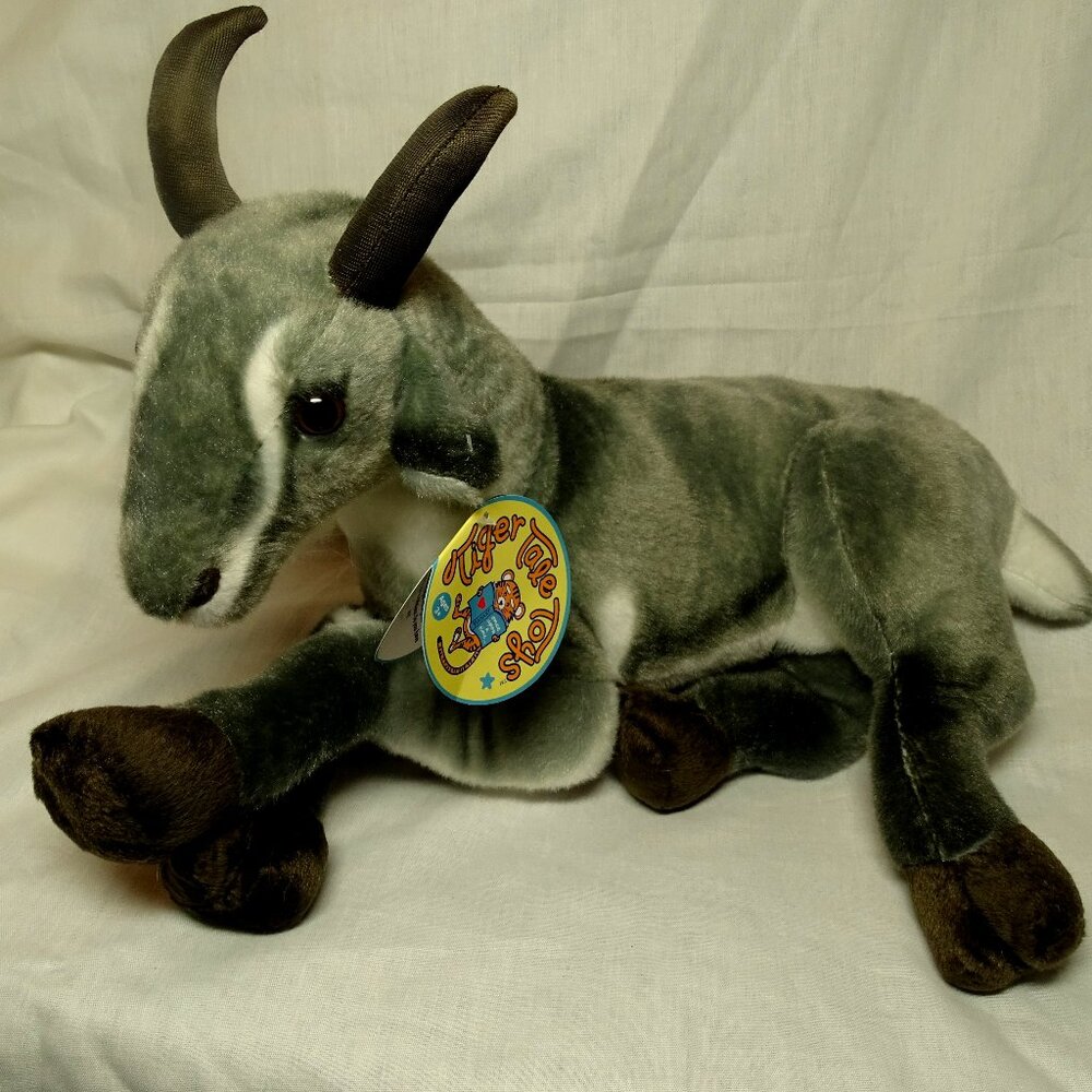 Patrick the Pygmy Goat Plush 16" Gray Stuffed Animal Tiger Tale Toy 2017 Horns